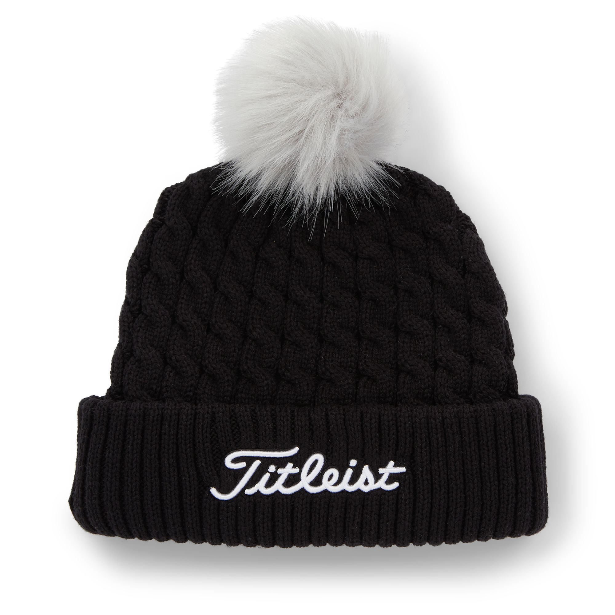 ケーブルニット ポンポン ビーニー