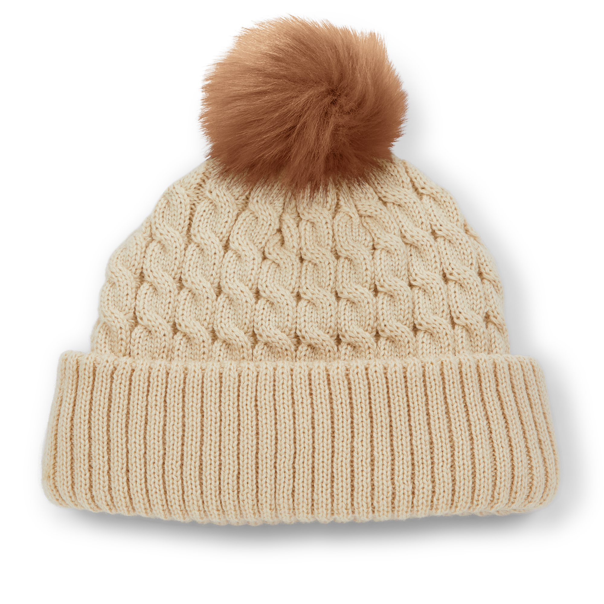 ケーブルニット ポンポン ビーニー