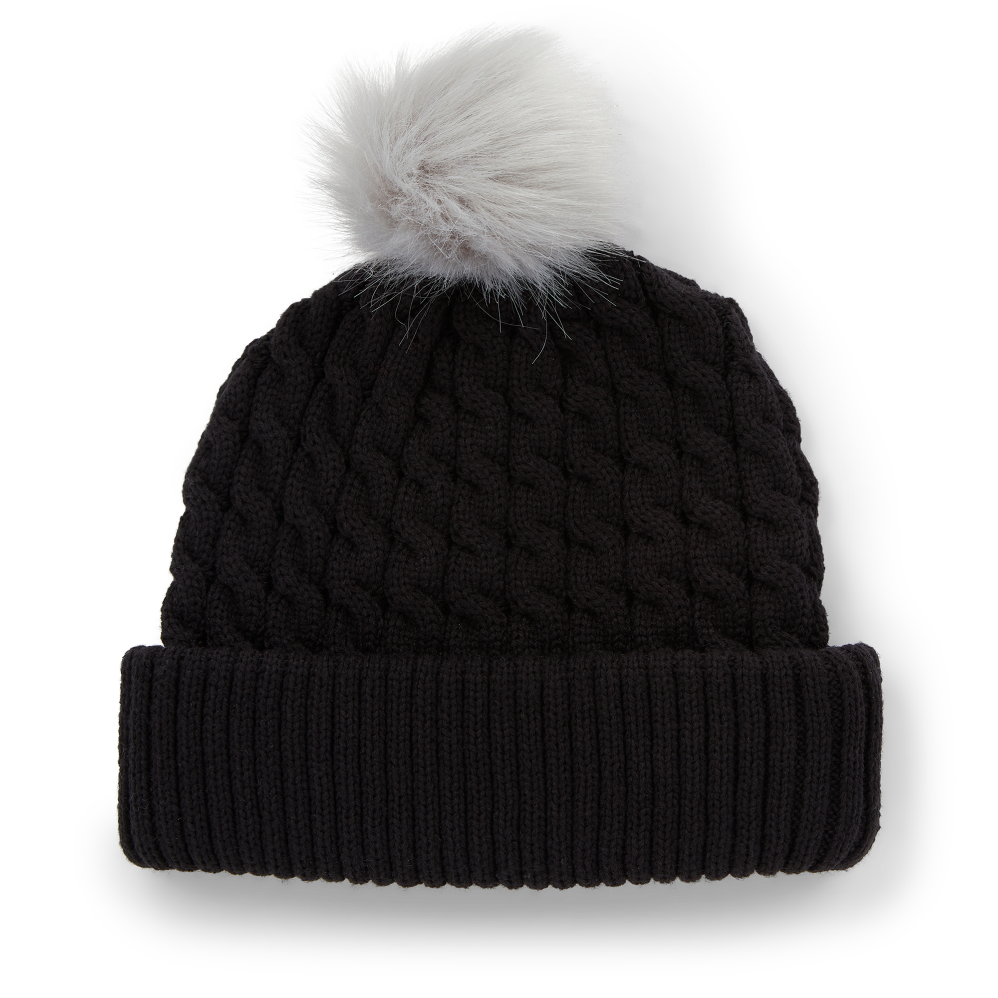 ケーブルニット ポンポン ビーニー